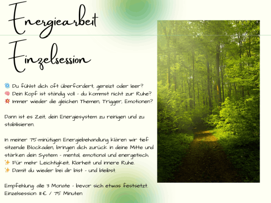 Beschreibung Energiearbeit Einzelsession